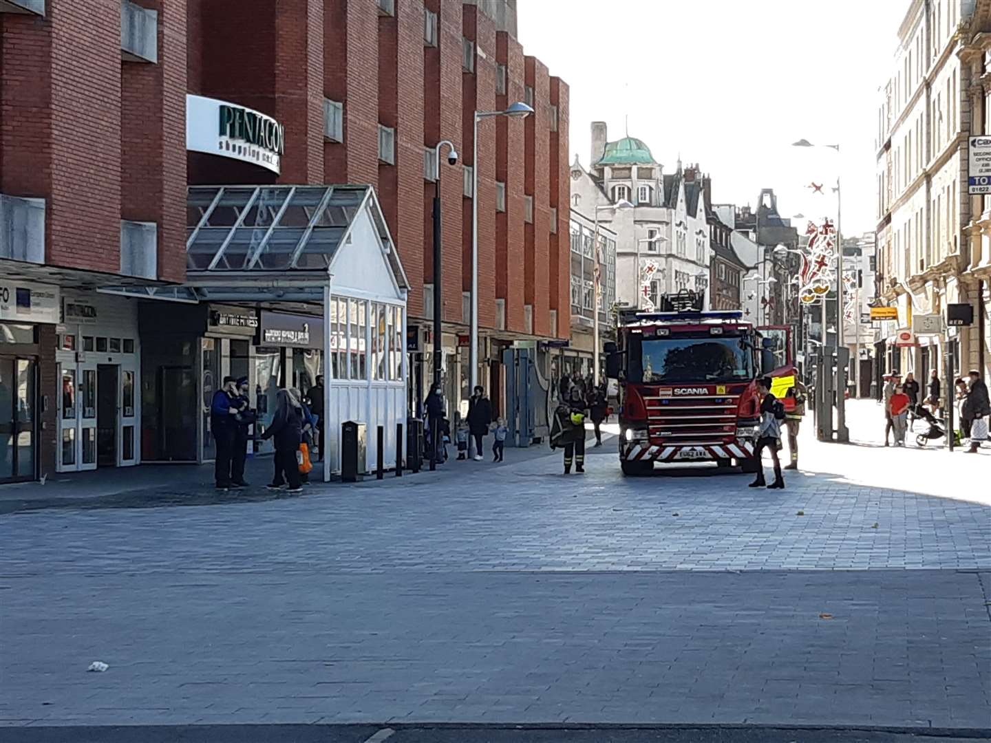 Firefighters were called to the Pentagon Centre in Chatham as hundreds were evacuated from the building