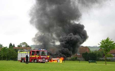 The dramatic moment the shelter burst into flames was captured by Medway Messenger reader Alexander Roscow