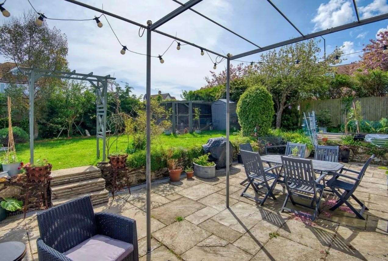 The rear garden with patio. Picture: Zoopla / Miles & Barr