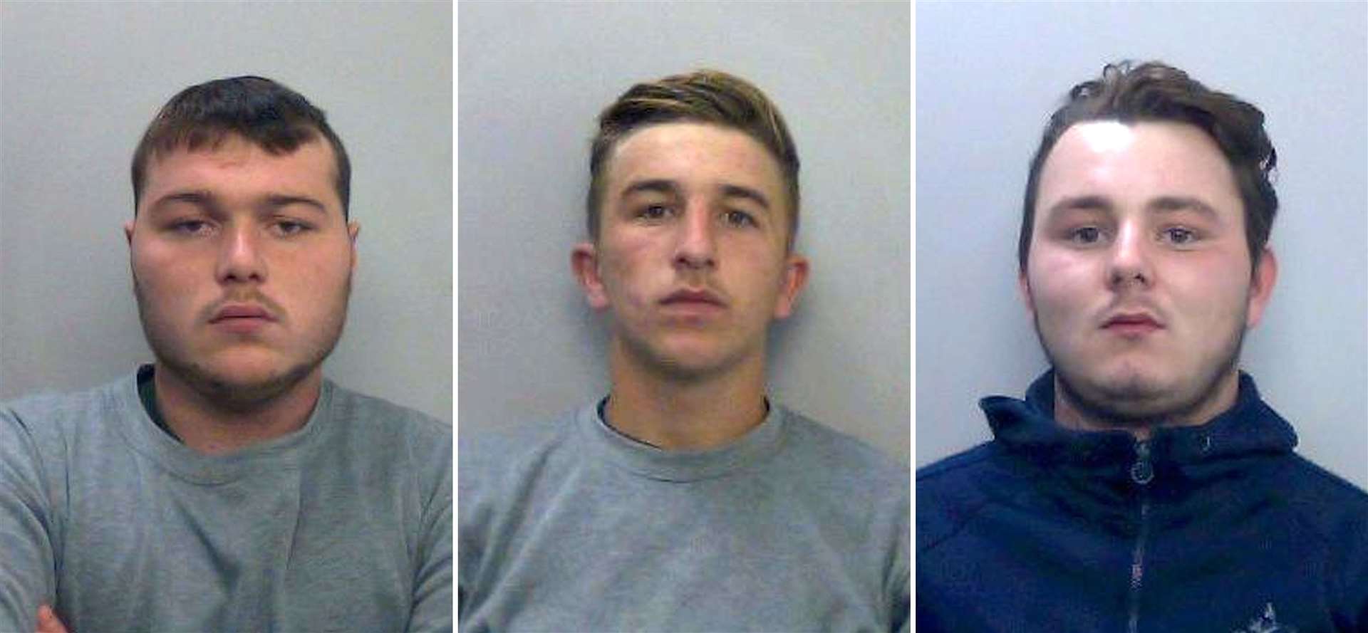 From left, driver Henry Long, 19, and his passengers Jessie Cole and Albert Bowers, both 18 (Thames Valley Police/PA)
