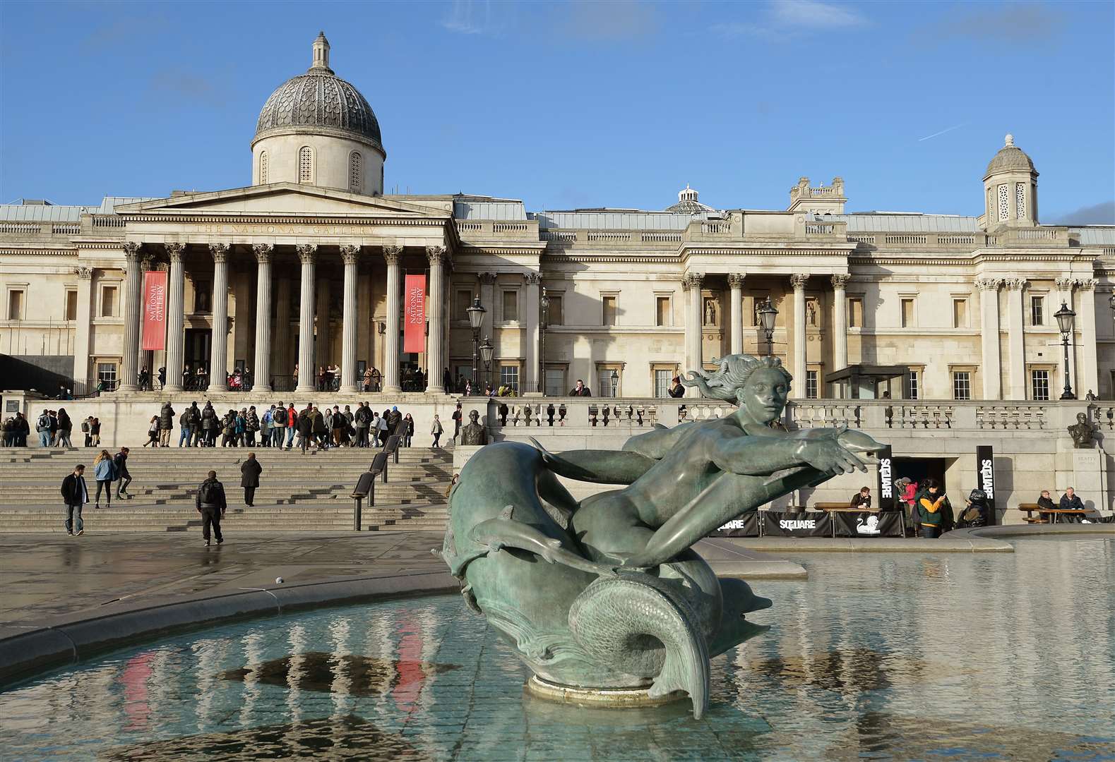A view of the main entrance of the National Gallery in Trafalgar Square, which was founded in 1824 (John Stillwell/PA)