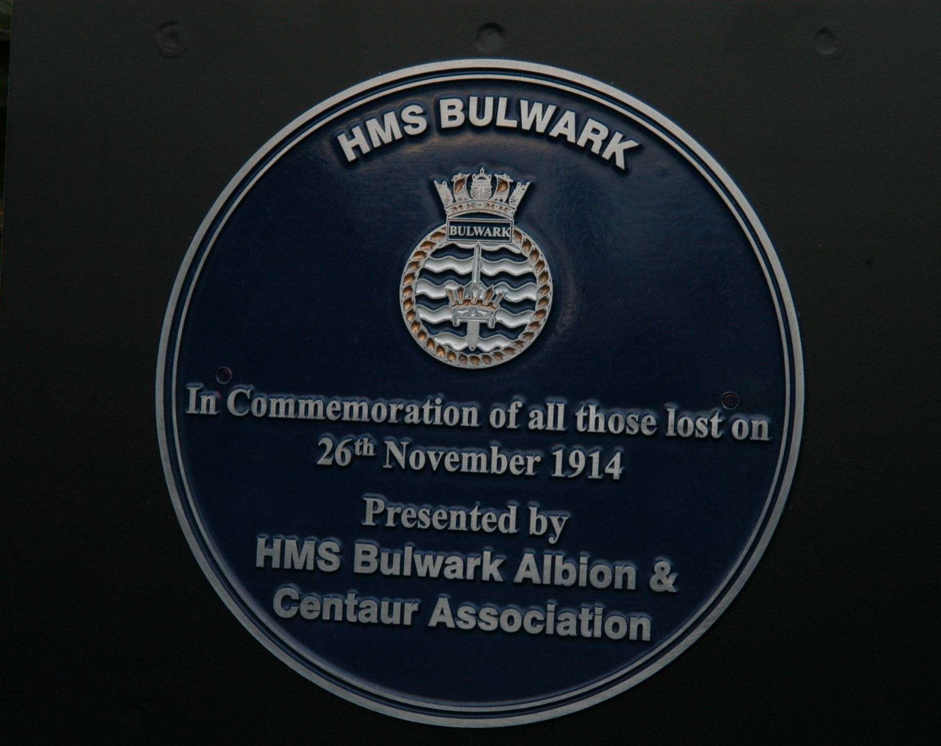 A plaque in Sheerness to remember the HMS Bulwark disaster