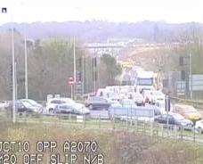 Heavy traffic on Junction 10. Picture: Highways England (6548616)