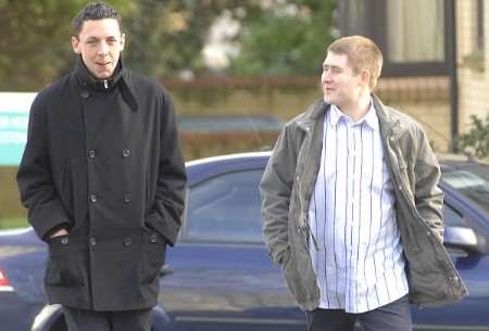 Michael Jukes and Daniel Buck outside the magistrates' court in Folkestone. Picture: GARY BROWNE