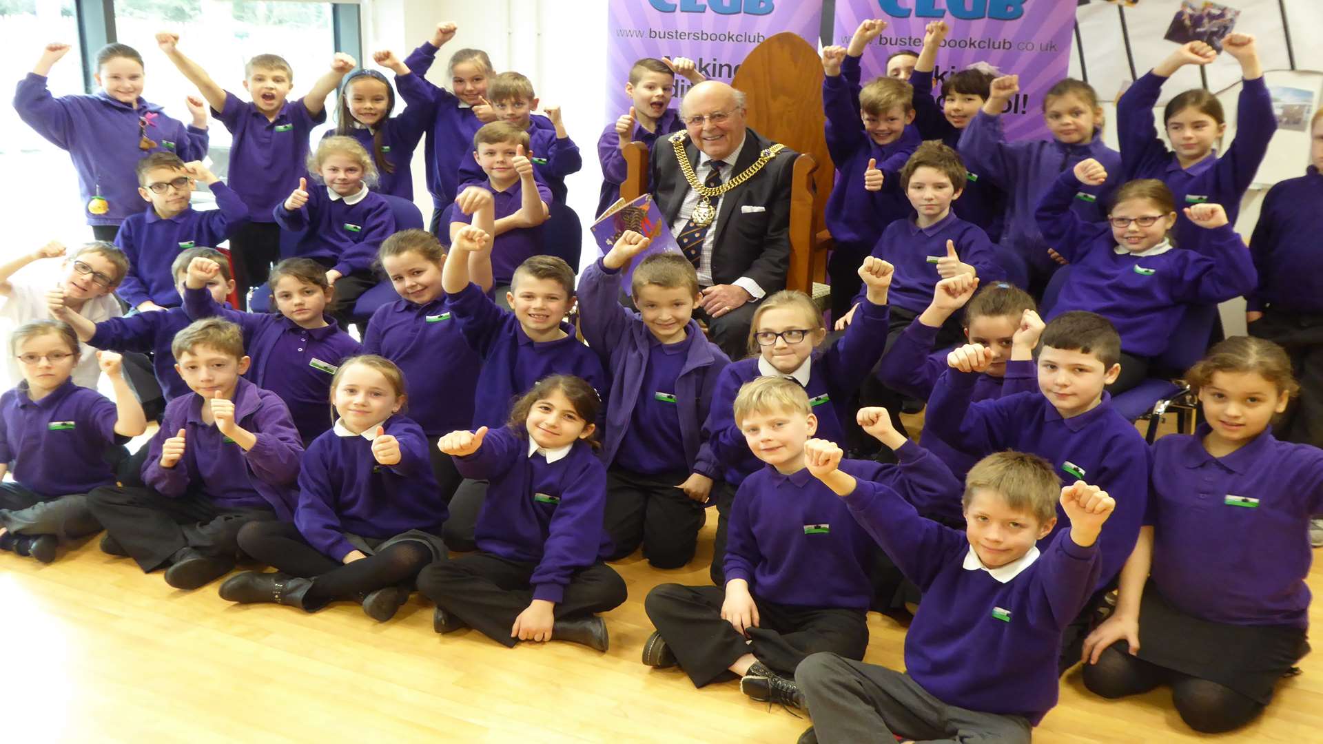 Lord Mayor of Canterbury Cllr George Metcalfe reads Trixie the Witch's Cat by Nick Butterworth to Branson Class at Canterbury Primary School
