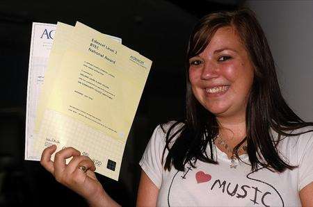 Whitstable Community College student Melanie Wilson celebrates her results.