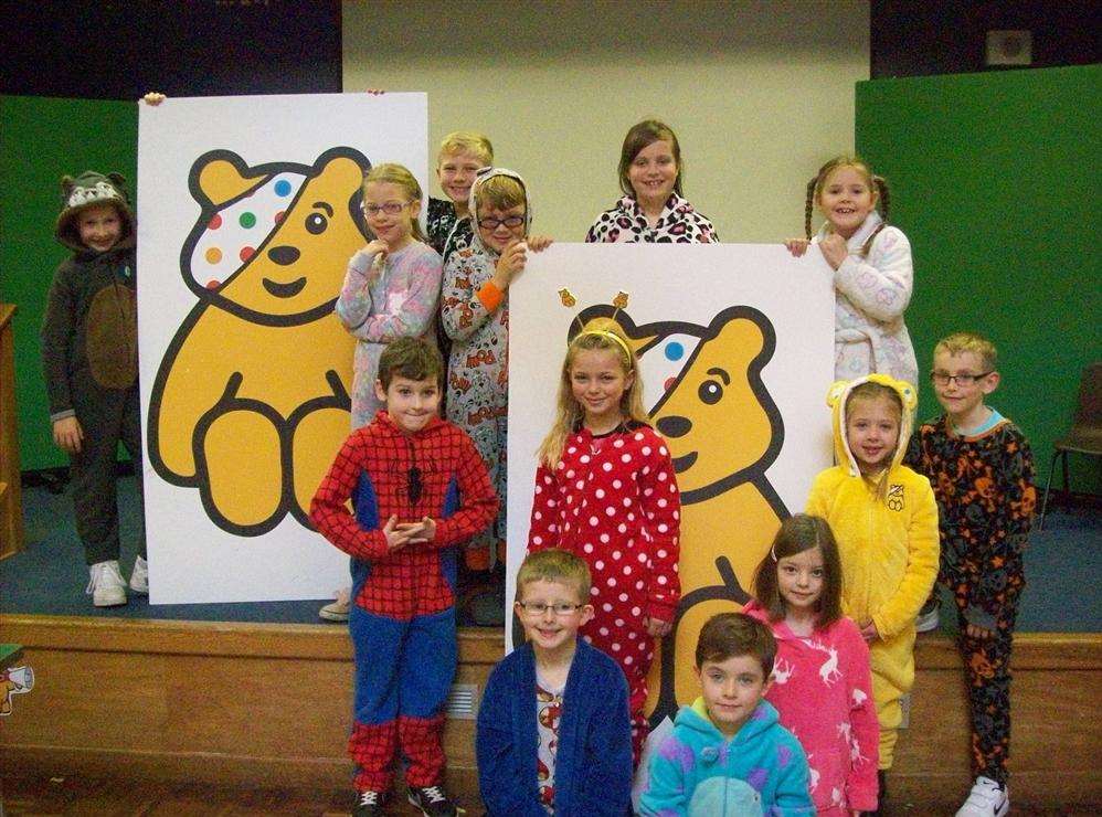 Year 3 and 4 children from St Peter-in-Thanet school in Broadstairs dressed in their pyjamas to raise money for Children in Need