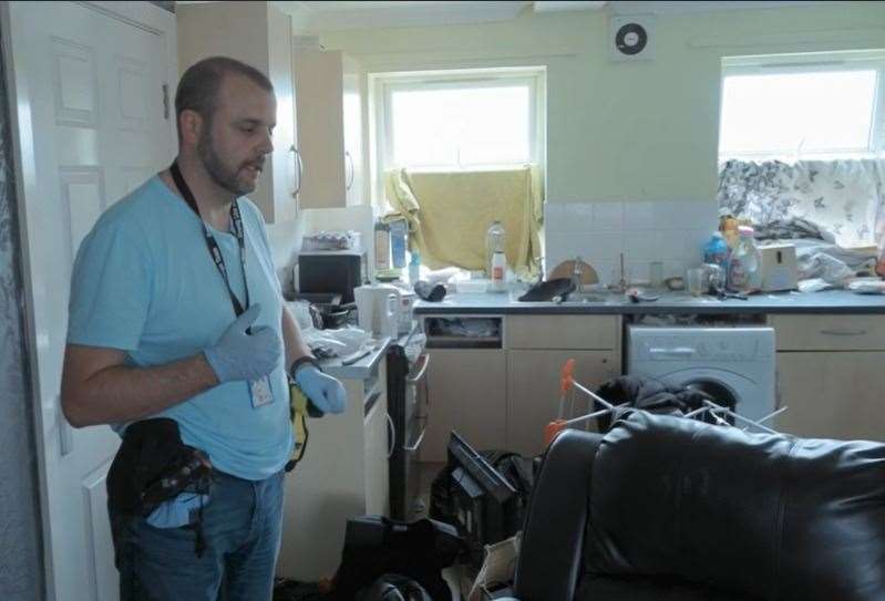 Mike Williams from Kent Police's drugs investigations team at a 'cuckooed' property in Gravesend. Picture: BBC Panorama