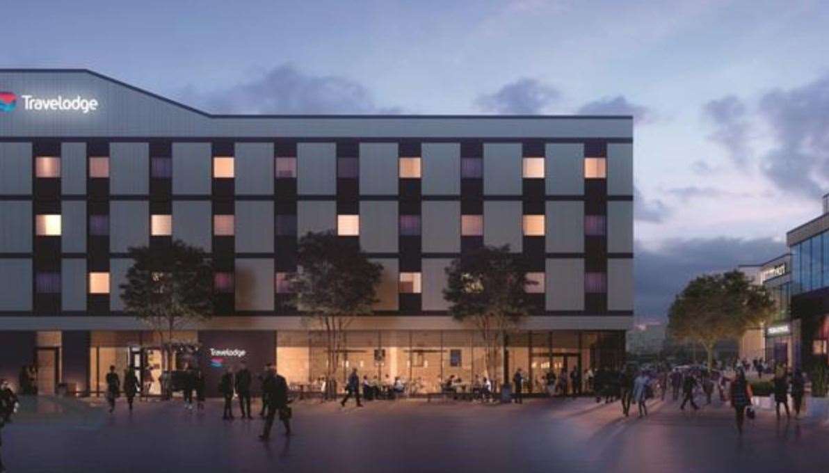 An artist's impression of how the Travelodge in Sittingbourne will look once the Spirit of Sittingbourne regeneration is completed