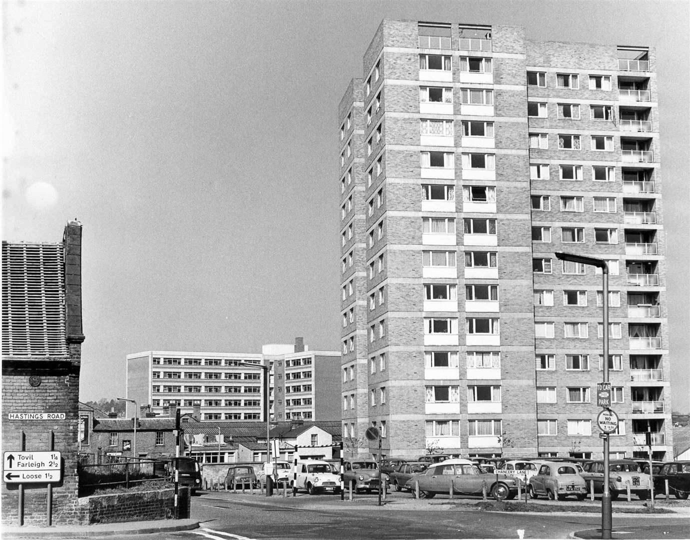 The flats at Mote Road, Maidstone, in May 1970