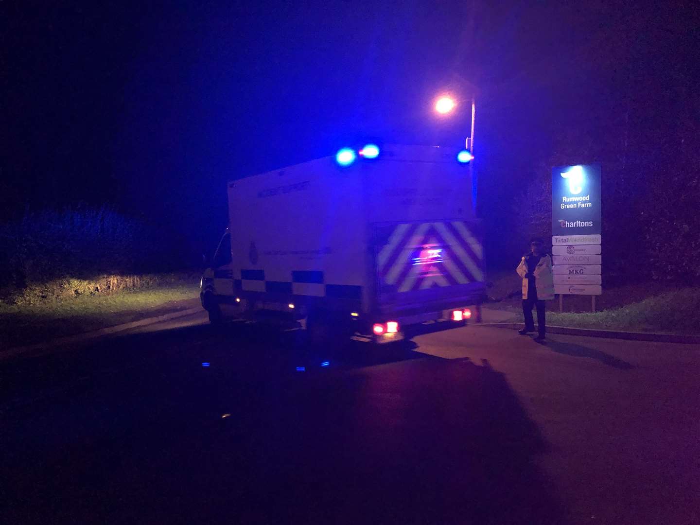 An ambulance at the scene of a chemical leak off Sutton Road, Maidstone