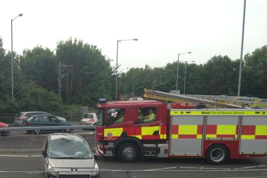 Fire engine at the scene of a crash. Stock image