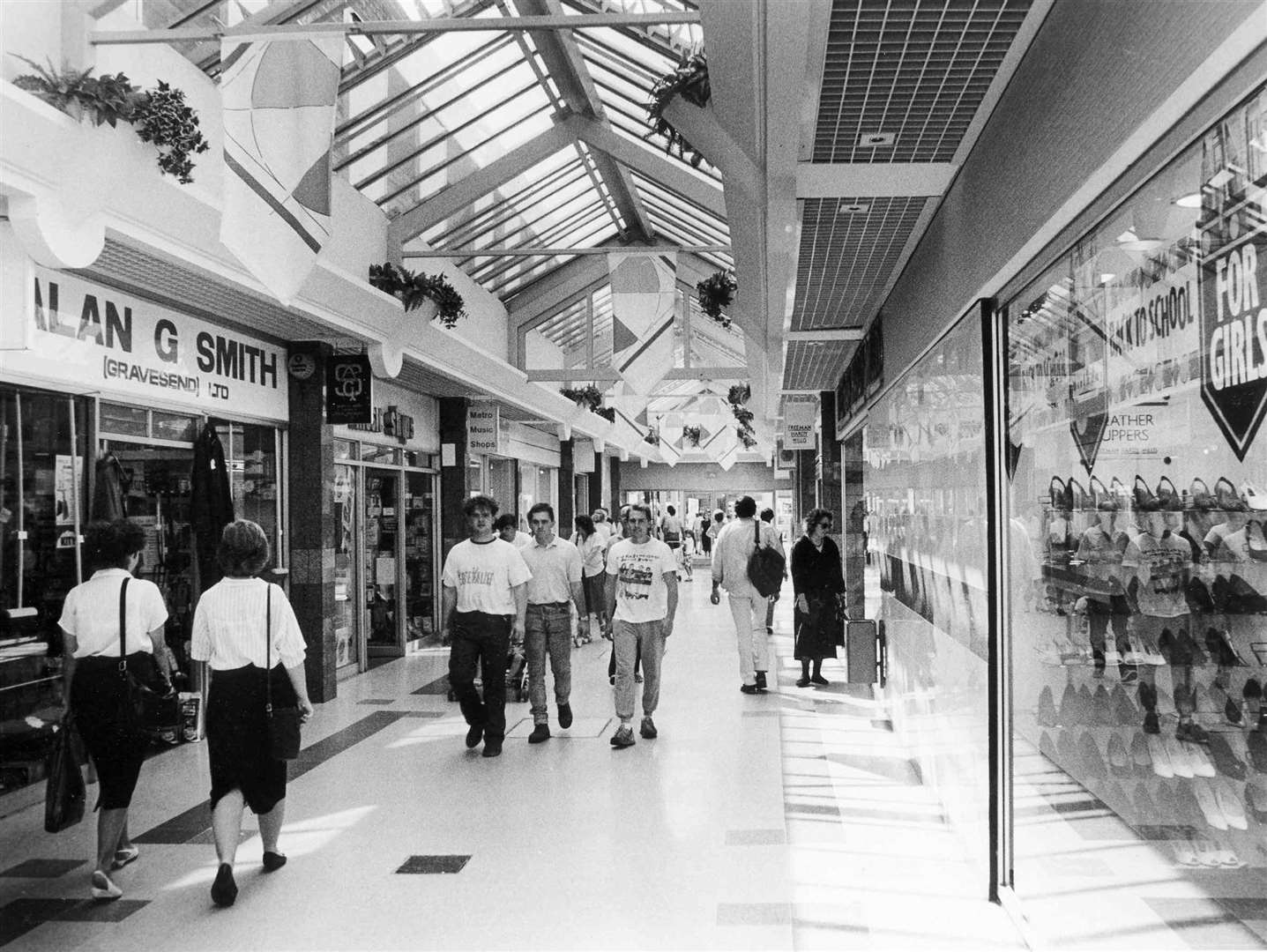 Window shopping in The Forum Shopping Centre in Sittingbourne in 1989