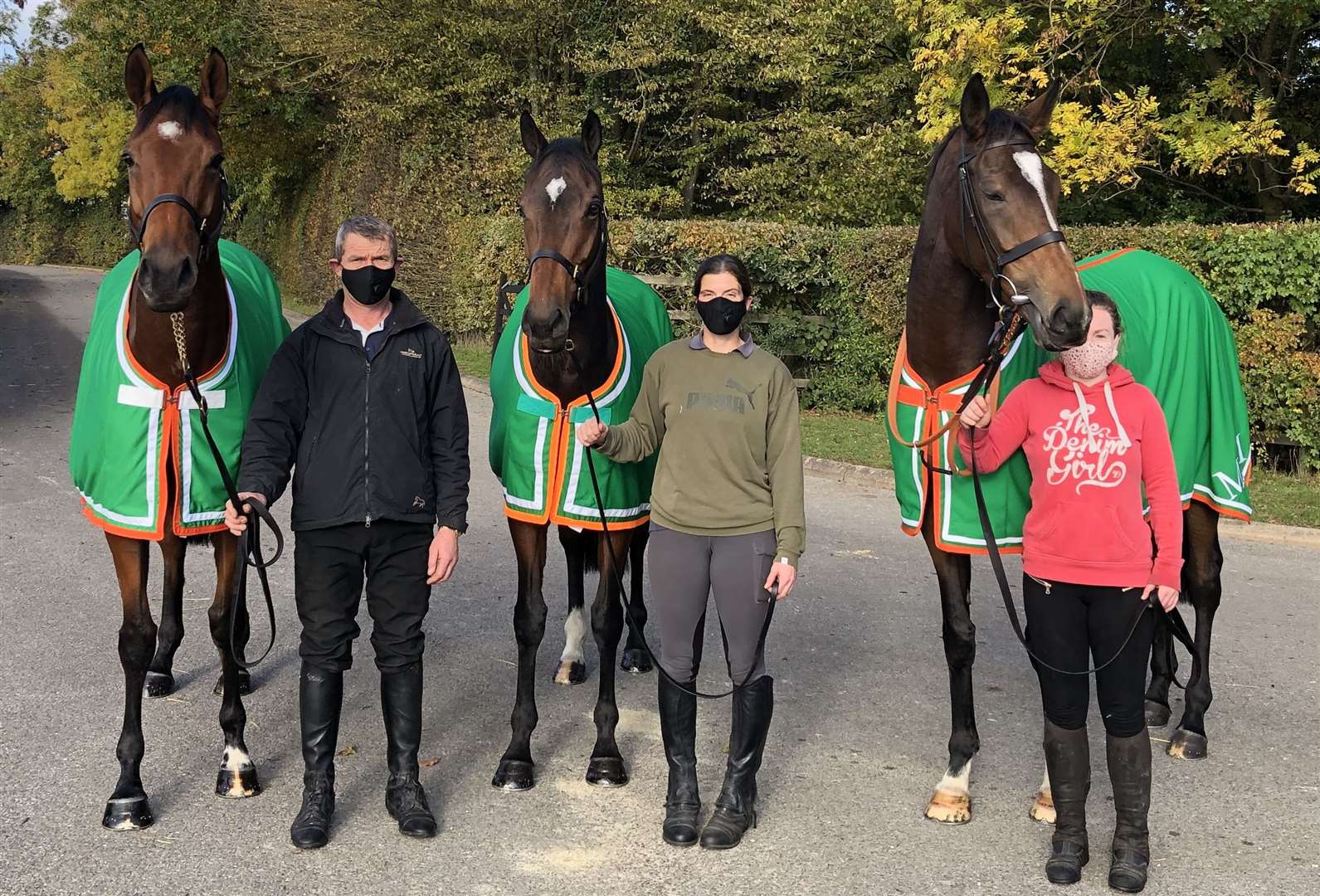 From left: Trainer Murty McGrath with Sei Bella, Ragstone Road with Heidi McGrath and Who What When with Carol Nulty (42880210)
