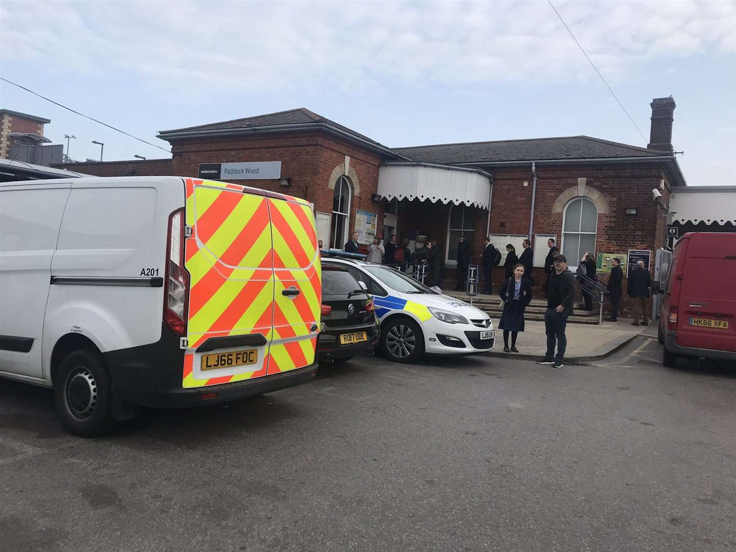 Passengers queuing at Paddock Wood station after the break-in. Picture: @PaddockWoodLife (9068888)