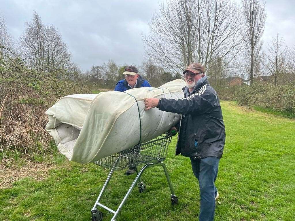 On their latest walk, they cleared away an old mattress