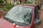 One of the cars damaged in the blast. Picture: BARRY CRAYFORD