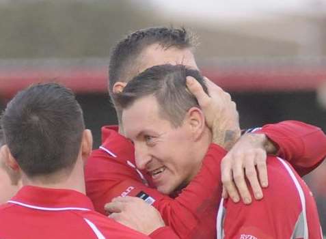 Shaun Welford scored a hat-trick for Hythe Picture: Paul Amos