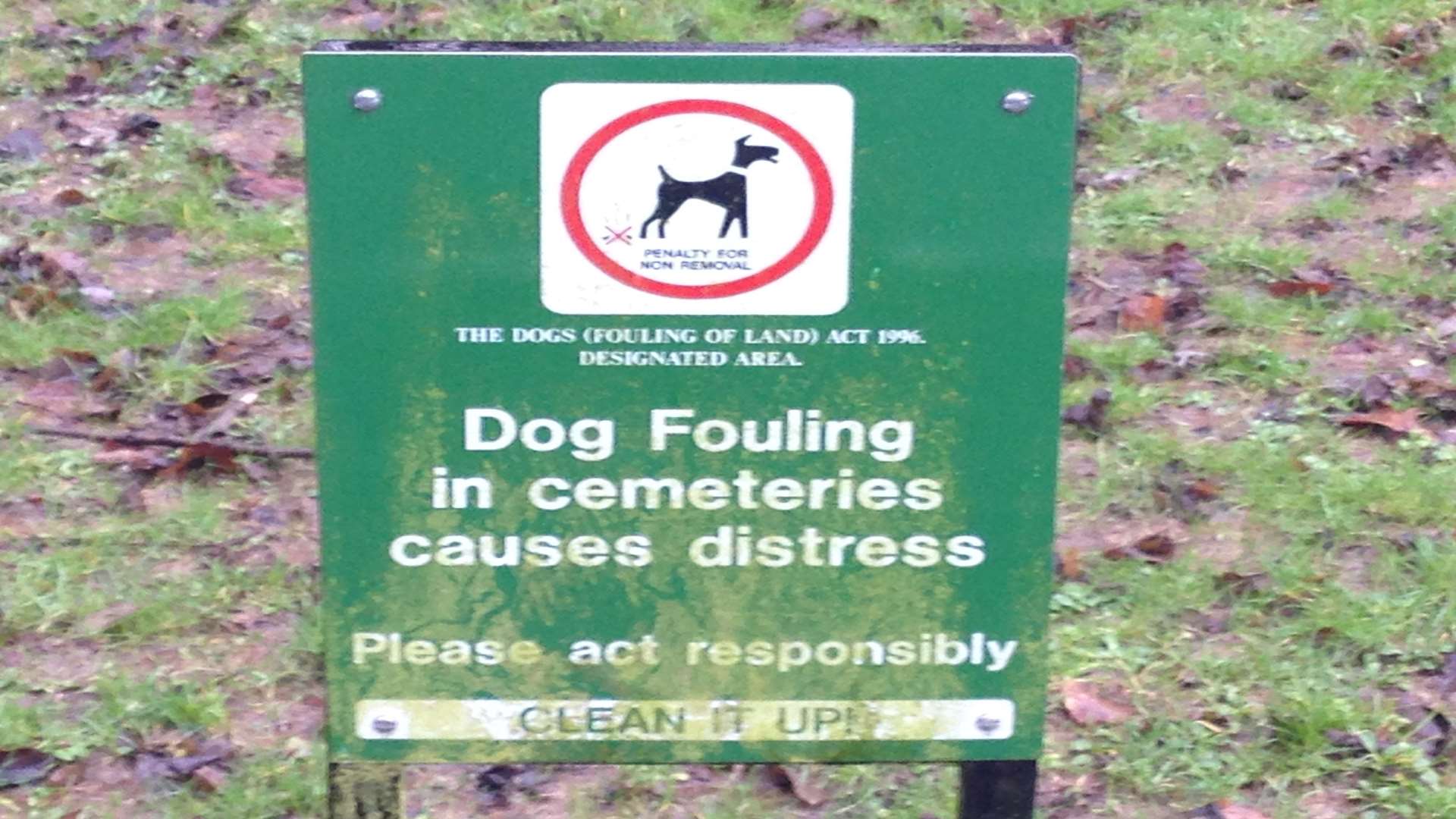 Signs advising owners to clean up after their dogs in Bybrook Cemetery went up in 2014