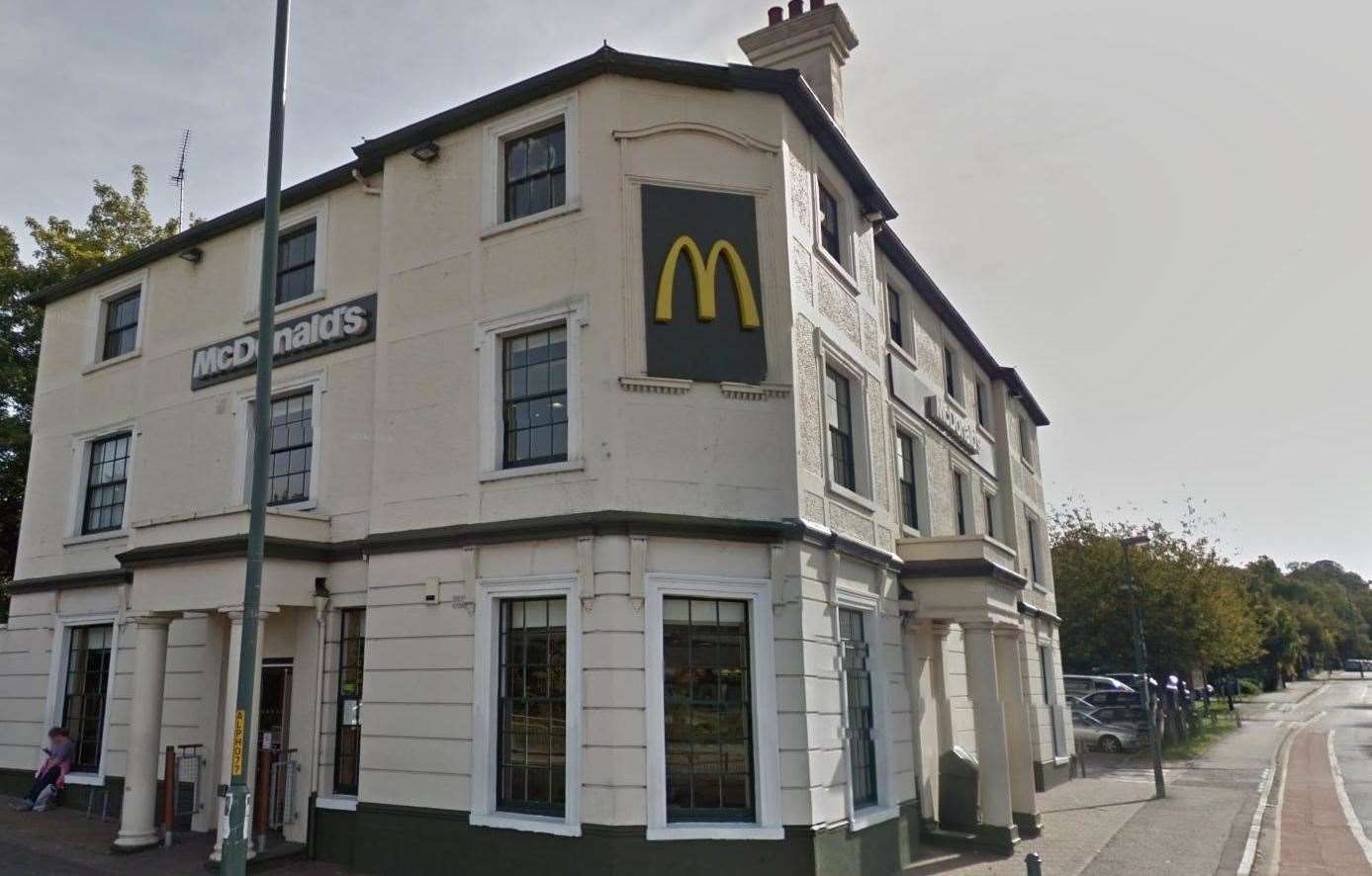 The McDonald's in London Road, Greenhithe, formerly the Railway Tavern where Simon was left as a baby.