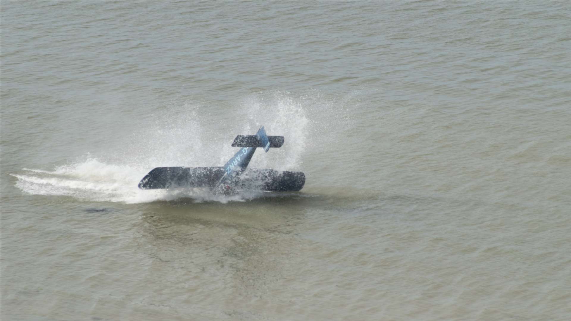 A plane ditched into the sea at last year's show. Picture: Nigel Hancock