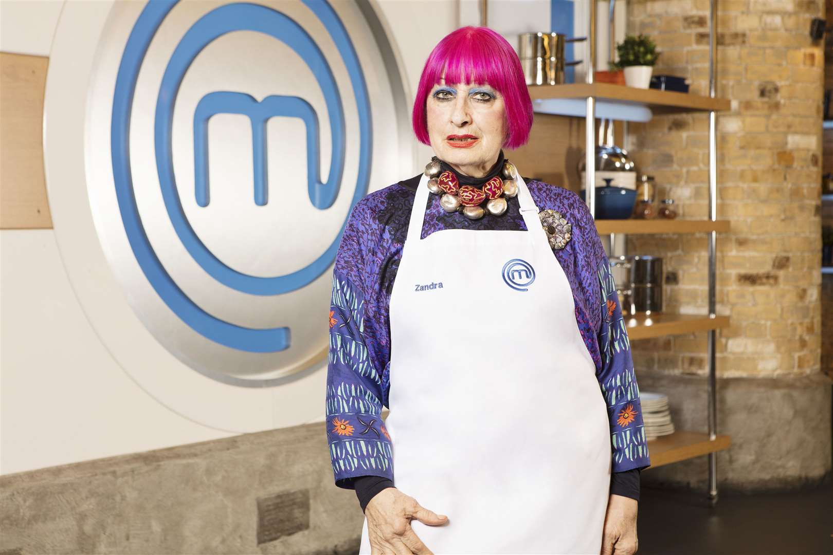Fashion designer Dame Zandra Rhodes has made it through to the second round of Celebrity Master Chef. Pic: BBC Pictures/Shine TV