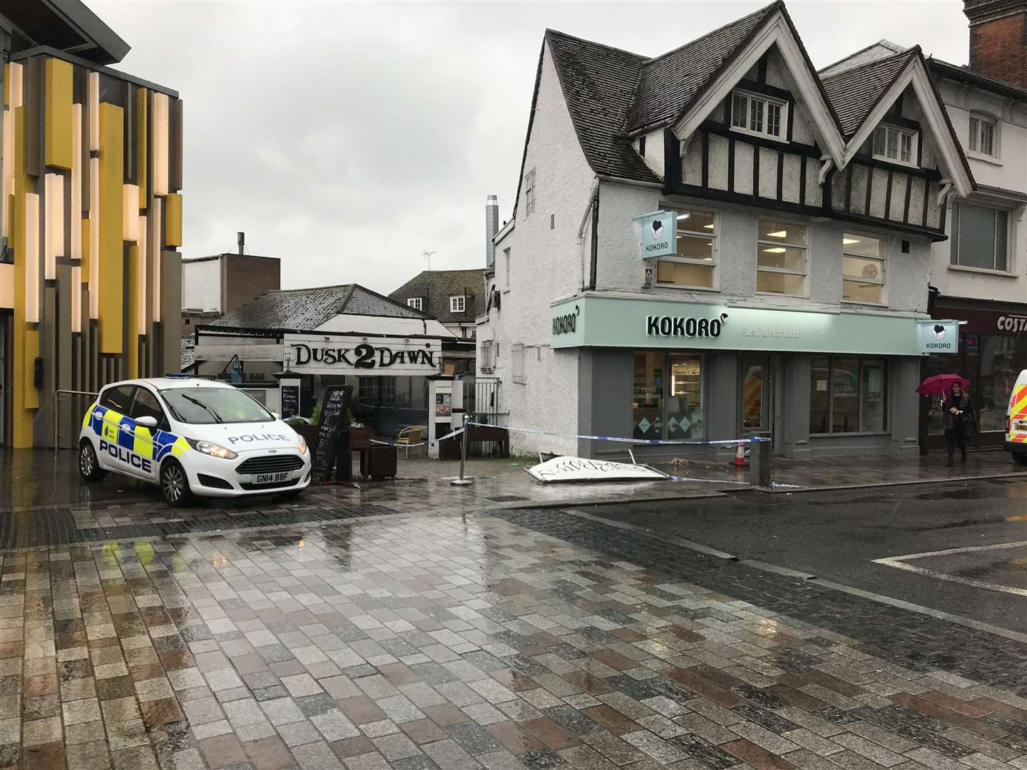Police outside Dusk 2 Dawn in King Street, Maidstone, after two men were stabbed in September 2018