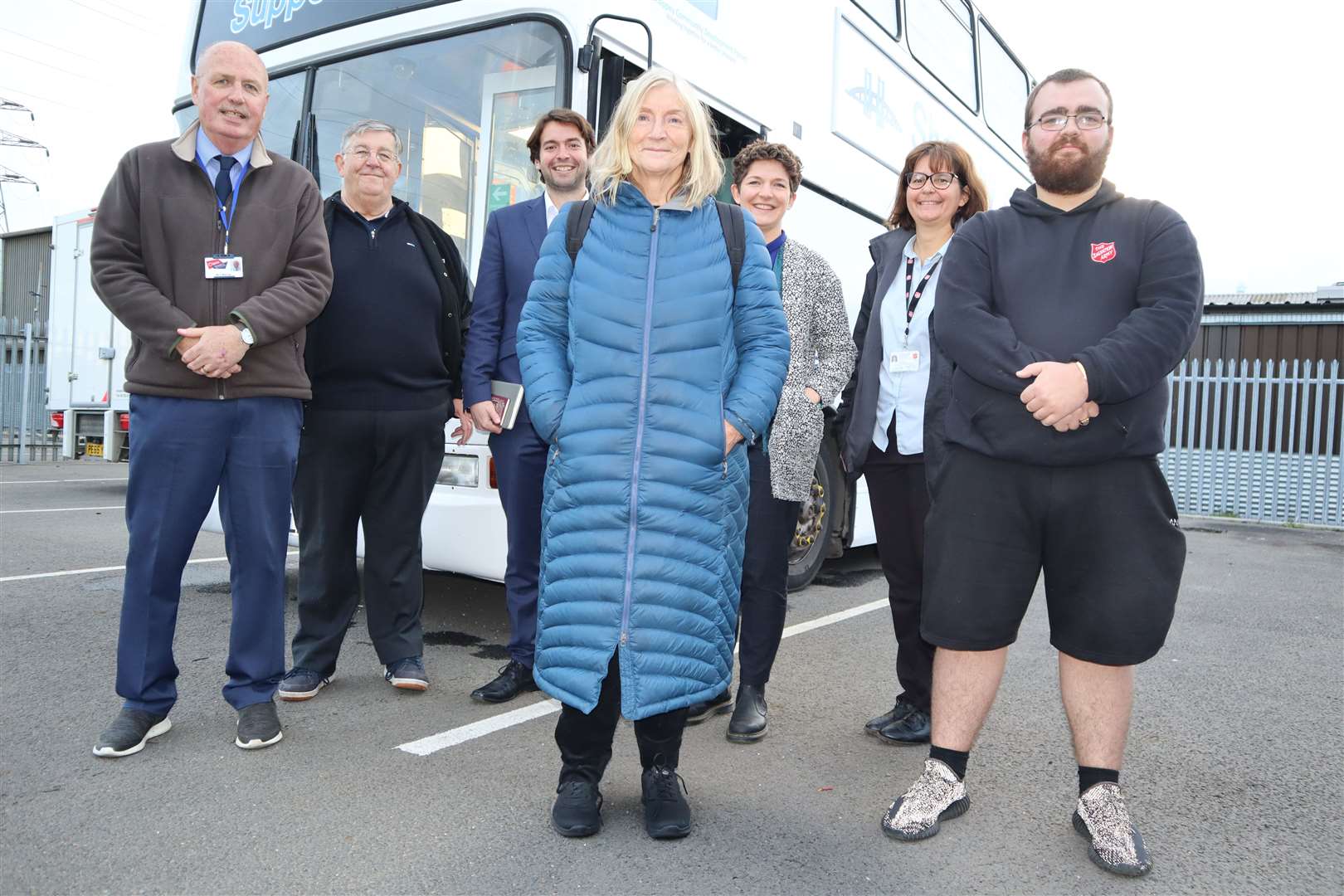 Baroness Rosie Boycott, centre, with the Feeding Britain and Sheppey Support Bus teams