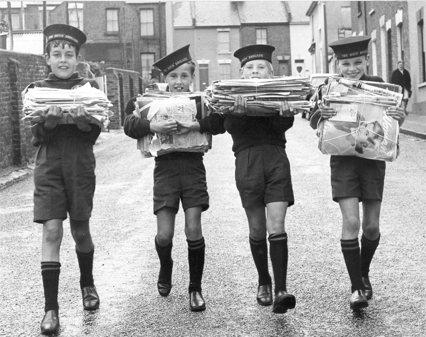 David Atkinson, Andrew Nicholson, Trevor Gransden and Paul Edwards raised money for 1st Strood Boy's Brigade in 1969 by collecting waste paper. The cash went to a fund for a campsite and training centre