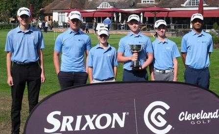 Chelsfield Lakes' winning team with the trophy at the Srixon League's finals day