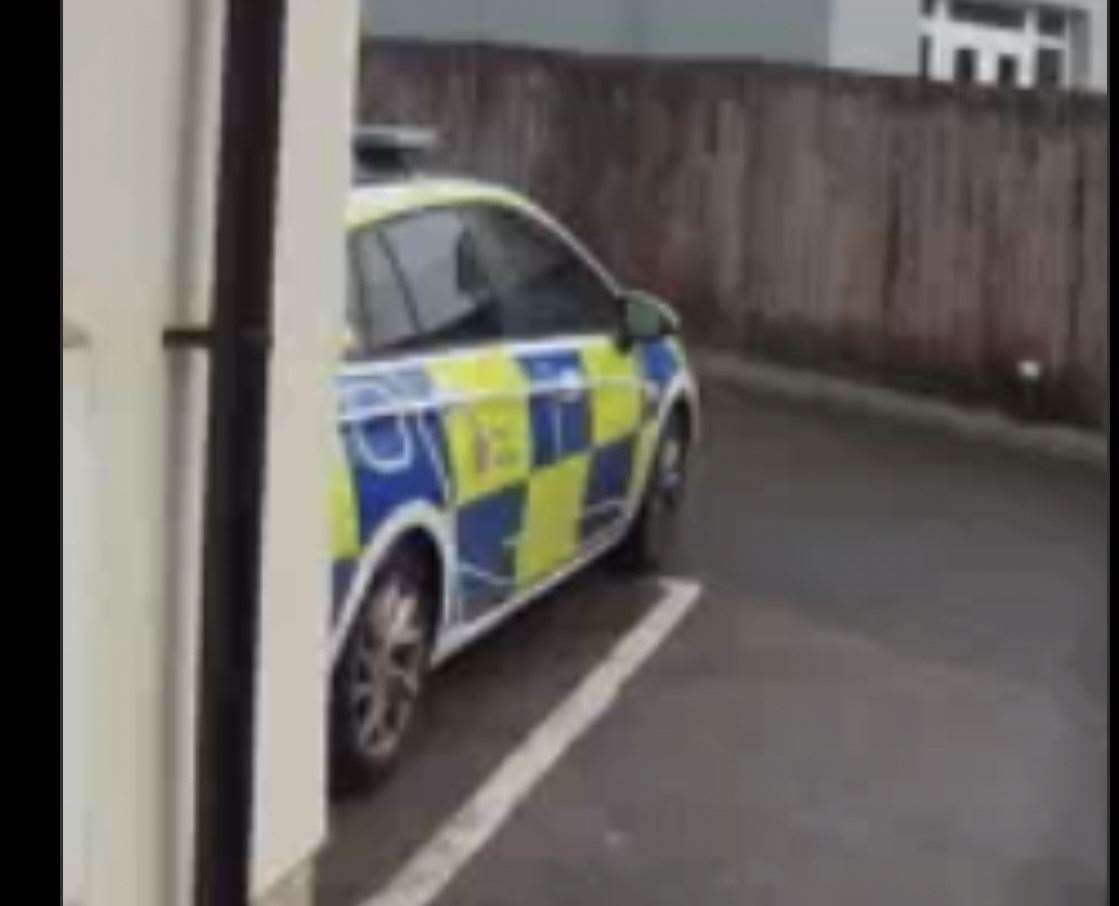 The patrol car was captured on doorbell camera