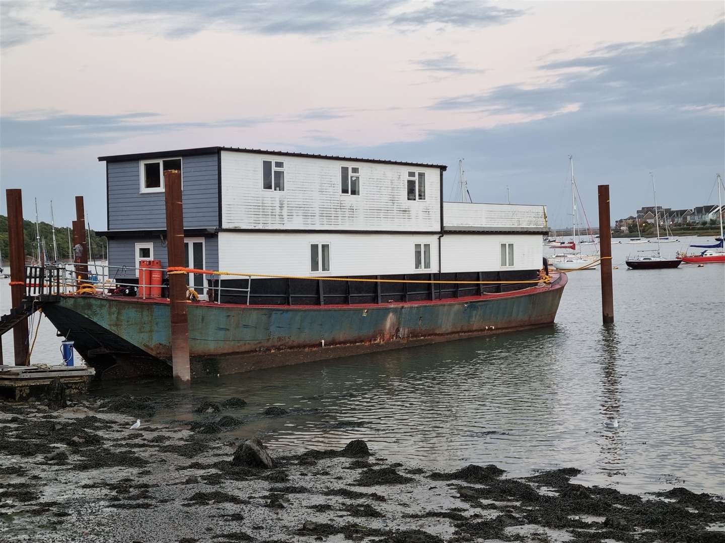 Residents in Lower Upnor are outraged at the houseboat blighting the views of the historic village