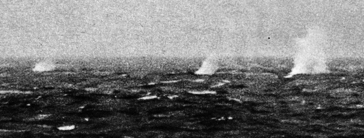 A Swordfish disintegrates in the cold Channel waters after being shot down. Picture: Royal Navy