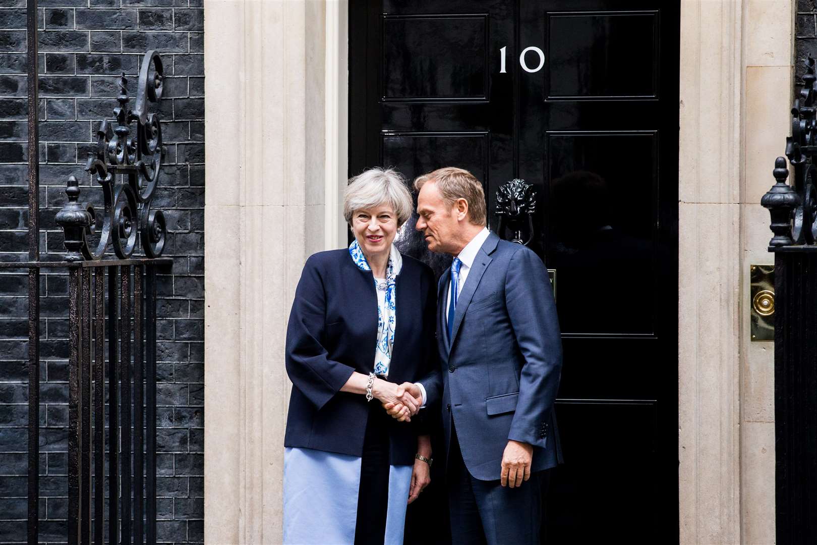 Prime Minister Theresa May meets Donald Tusk, President of the European Council, at Downing Street. Picture: SWNS / Adam Gray