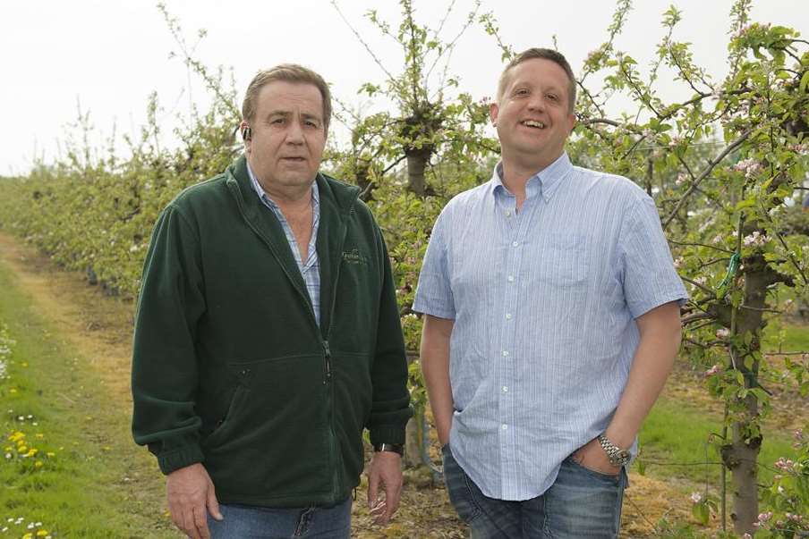 Clive Goatham, and son Ross, at the orchards and packhouse for the family business, A C Goatham and Son, at Flanders Farm, Hoo St Werburgh