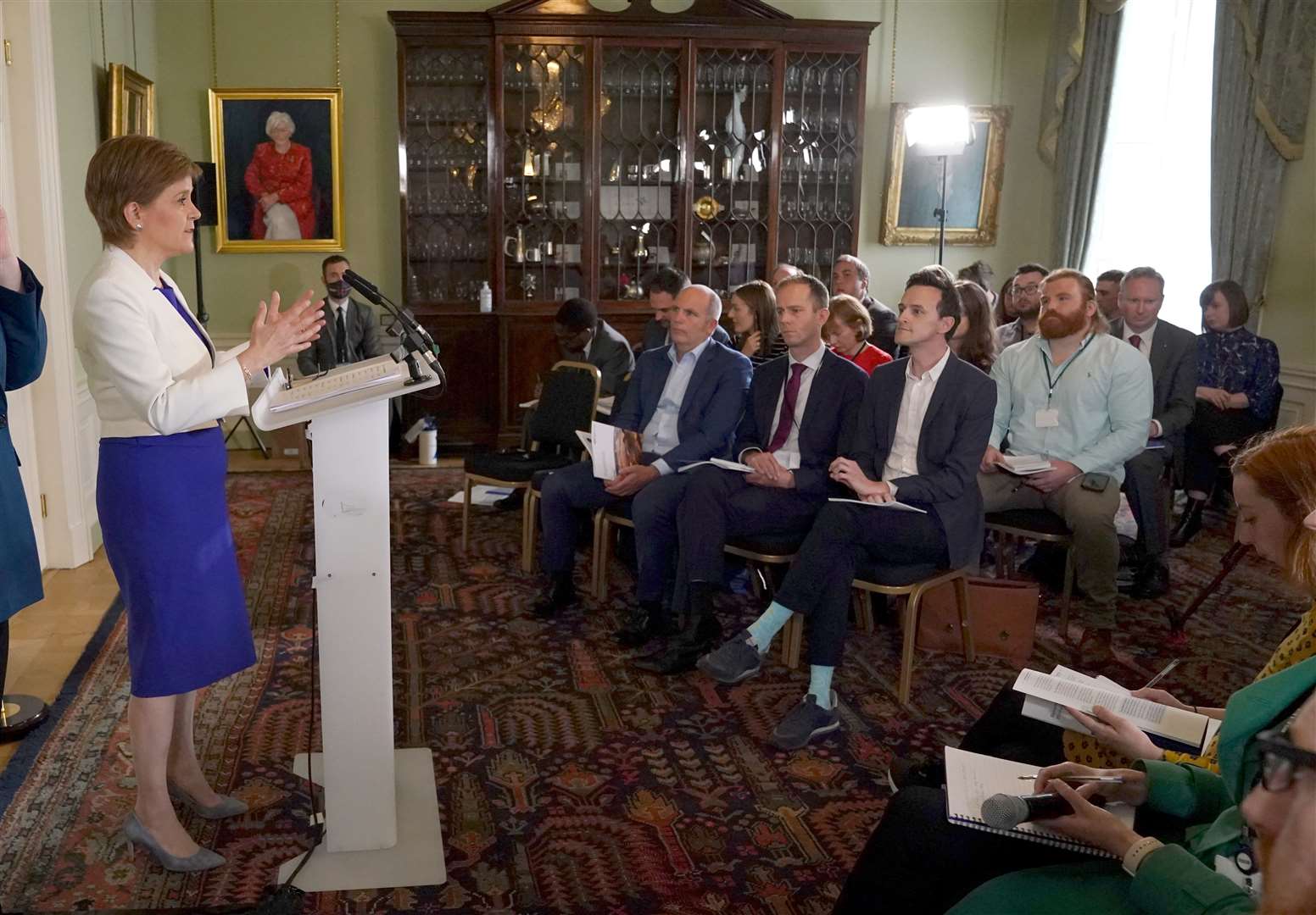 Nicola Sturgeon launches her second independence paper at Bute House (Andrew Milligan/PA)