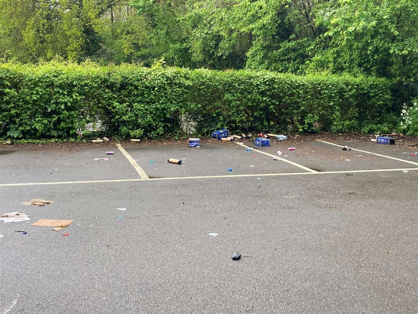 Gas canisters and their boxes have been found littering a car park in New Ash Green