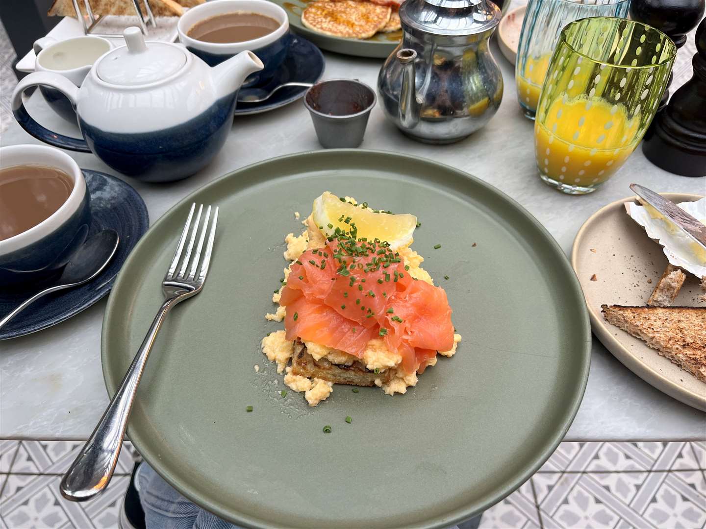 For breakfast, Chantal opted for scrambled eggs and Scottish smoked salmon