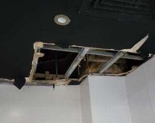 Damage to the ceilings throughout the storage areas in Kaspa's Desserts, Sittingbourne. Picture: Food Standard Agency’s
