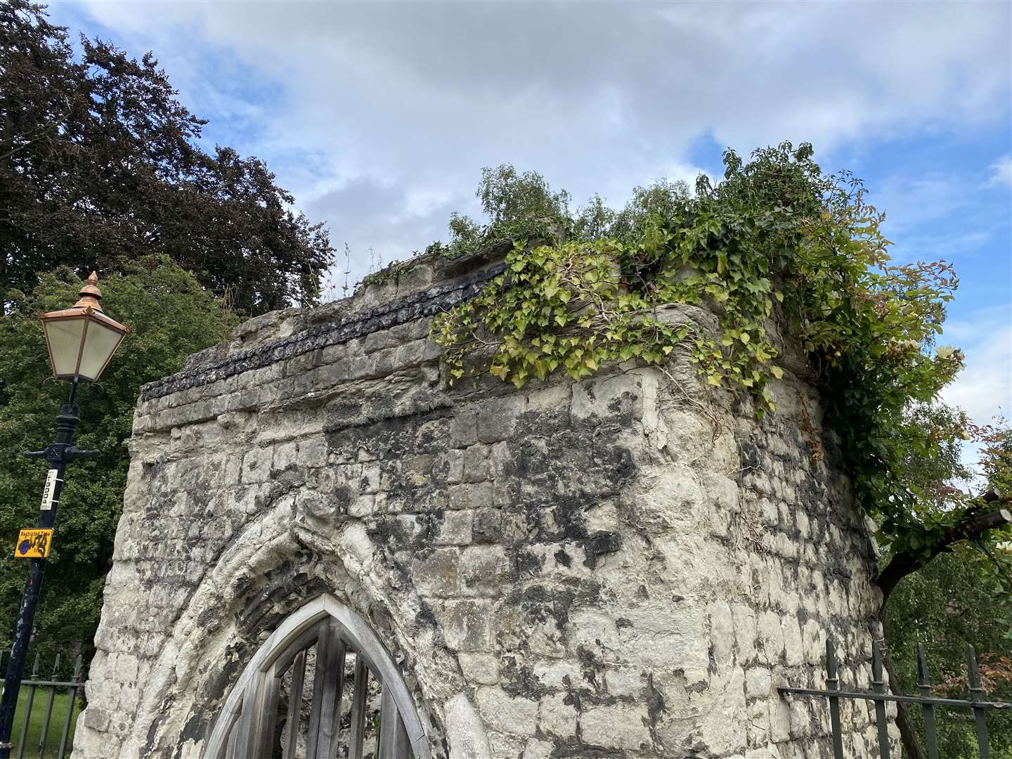 Crumbling mortar holding masonry in place was detected during a survey in 2017 and stones were removed to make the structure safe