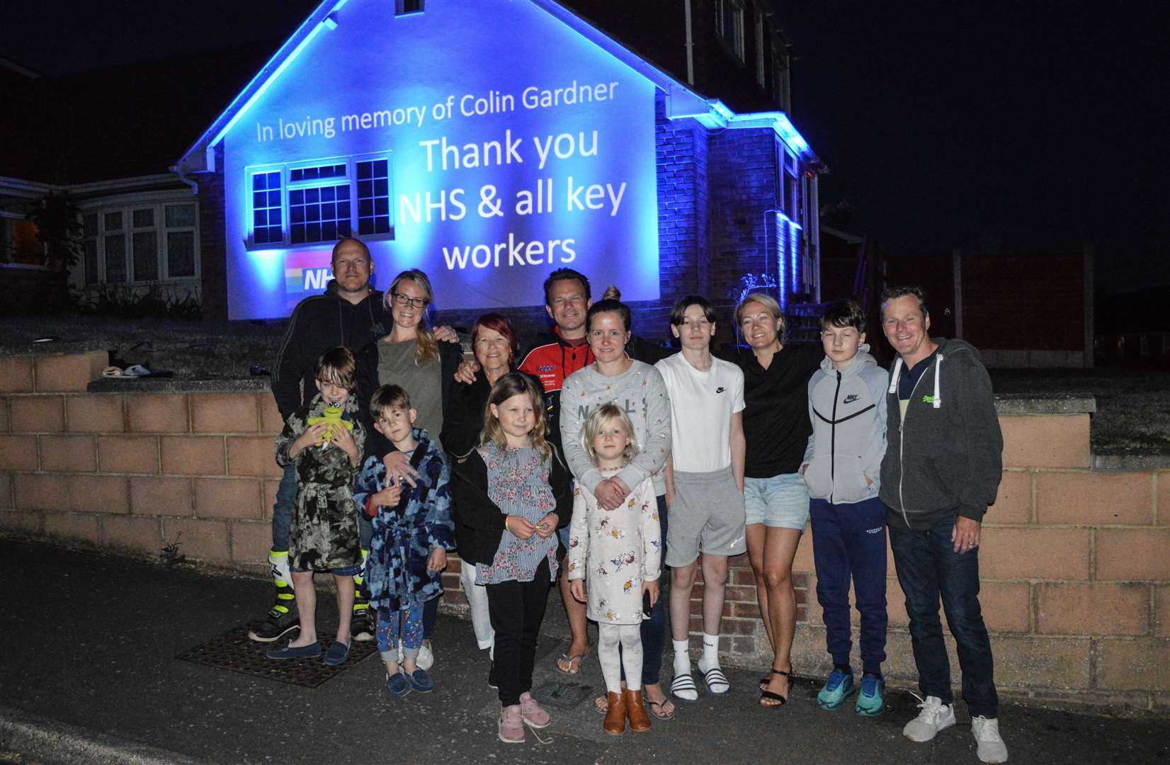 LTSE Production lit up a house in Cuxton as a thank you to the NHS and all key workers. Also in memory of Colin Gardner who recently passed away. Picture: LSTE Productions