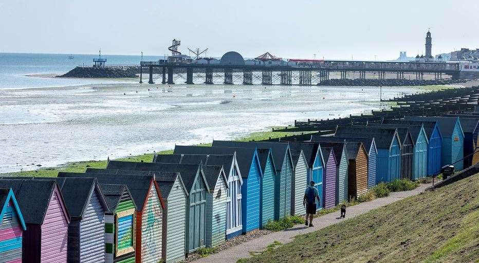 Walkers will see the colourful beach huts in Herne Bay. Picture: Explore Kent
