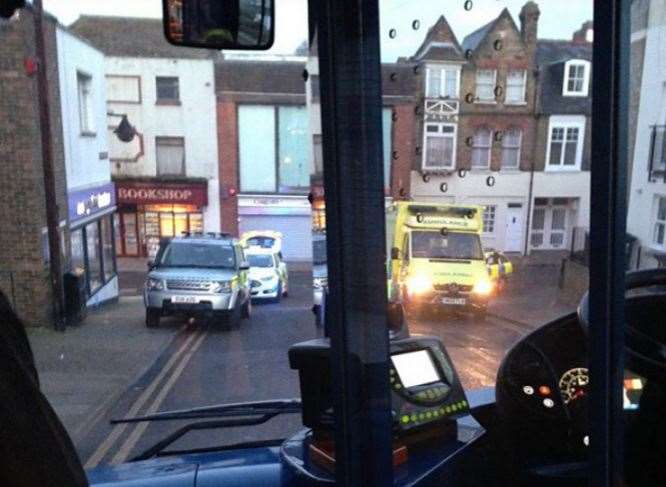 Police and paramedics were called to King Street, Ramsgate, this morning after a man was found with serious head injuries Picture: Vicky Rogers