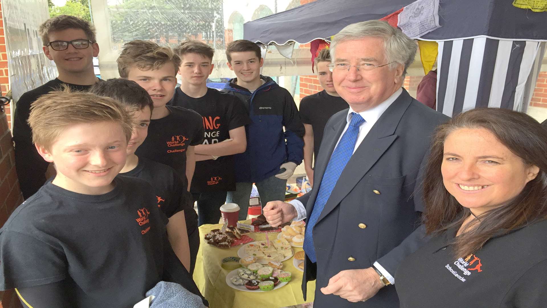 Michael Fallon arrived at the cake stand to show his support