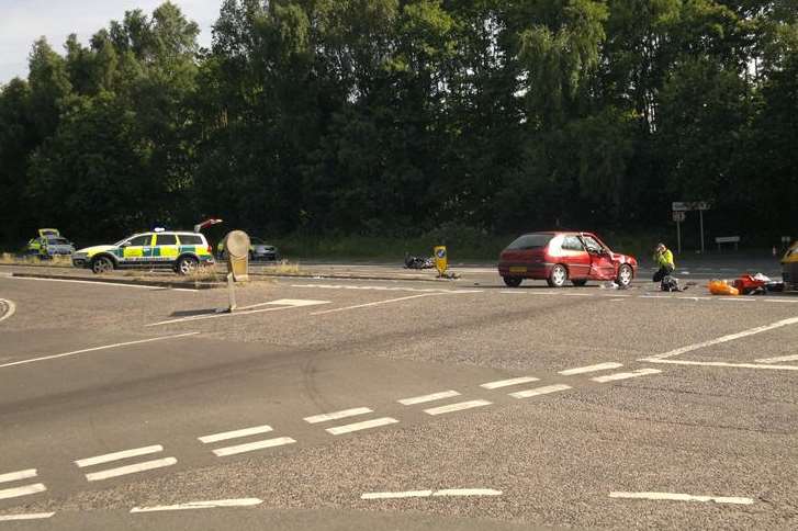 Aftermath of a crash on the A20 near Hothfield
