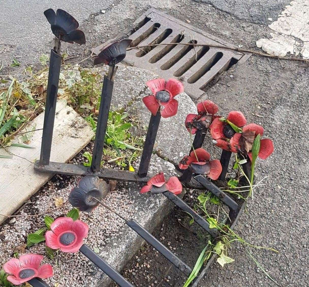 The landlady discovered the tribute damaged when she went out to plant some more flowers. Photo: Lesley Richards
