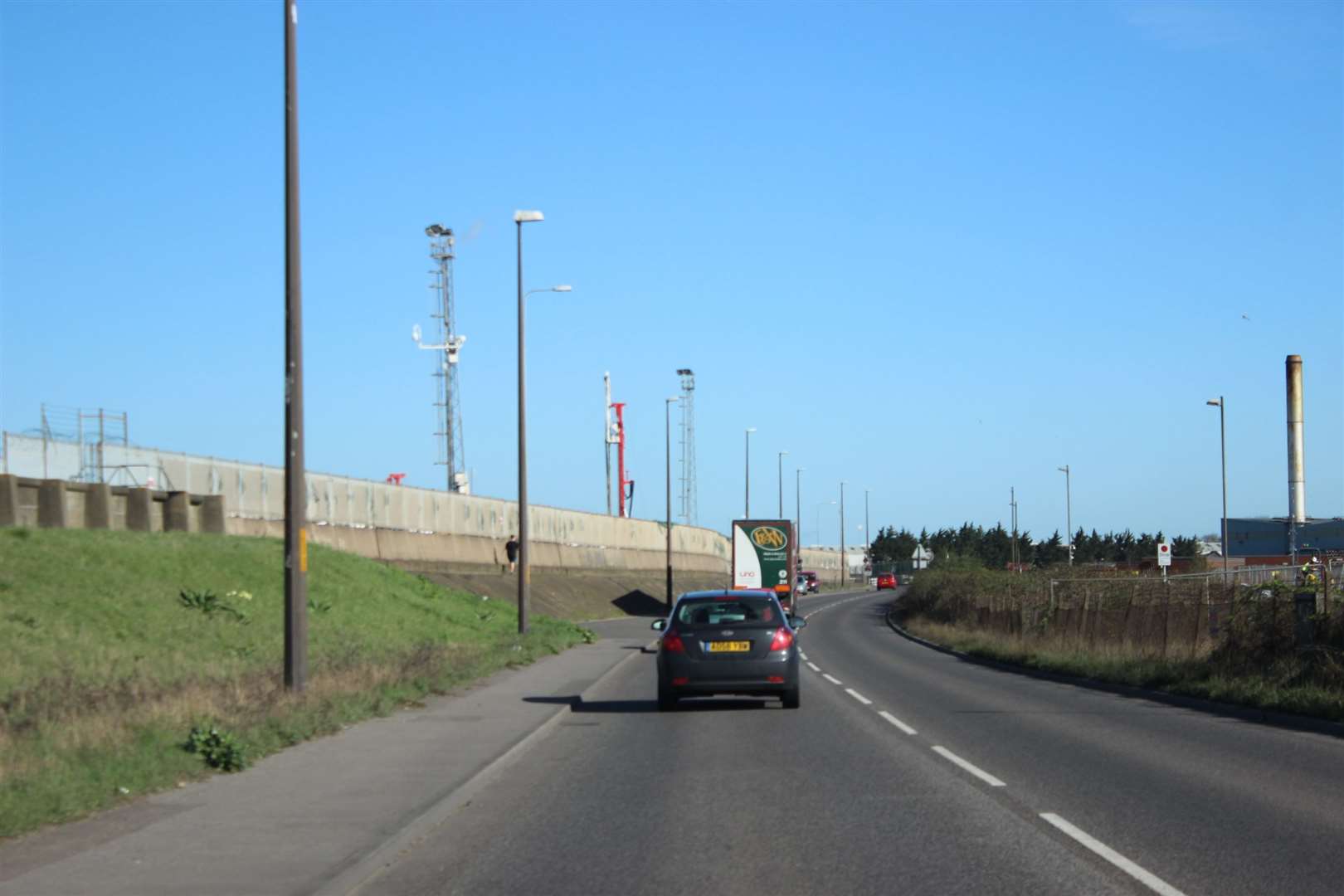 Brielle Way. The cement works will be built on the left behind the sea wall