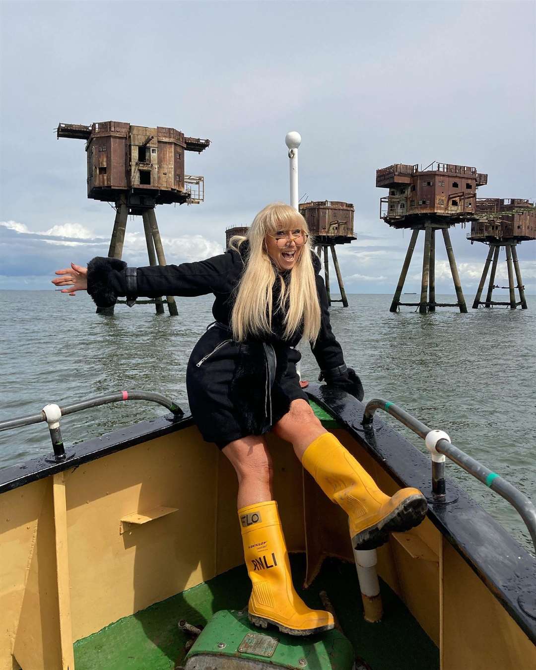 Avast! Margaret Flo McEwan is walking a mile a day in yellow wellies to raise money for the RNLI at Sheerness on Sheppey