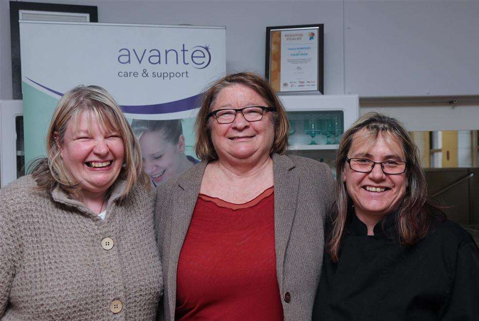 Rosemary Shrager with Paula Robinson, regional finalist in the South East Region Cook Off and Susan Payne, Avante's Cook of the Year