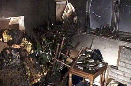 DEVASTATION: A view from inside the house. Picture courtesy KENT FIRE AND RESCUE SERVICE